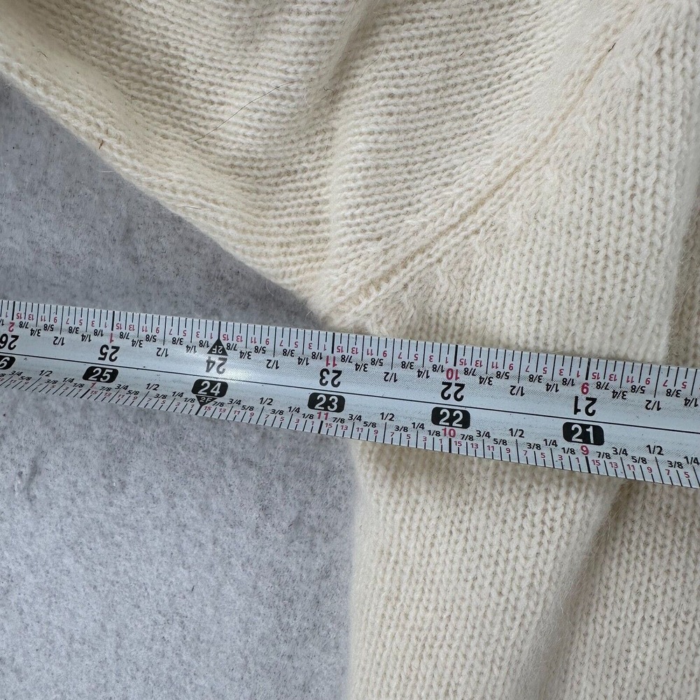 Carraige Court Cardigan Sweater Womens XL Ivory‎ Angora Lambswool Shoulder Pads - Picture 13 of 14